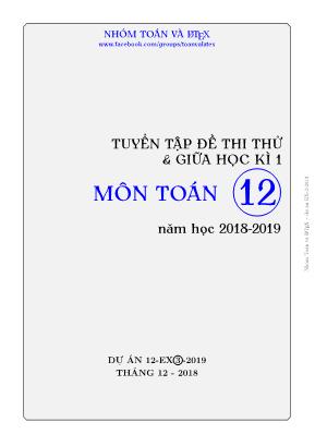Tuyển tập đề thi thử và giữa học kì 1 môn Toán 12 - Năm học 2018-2019